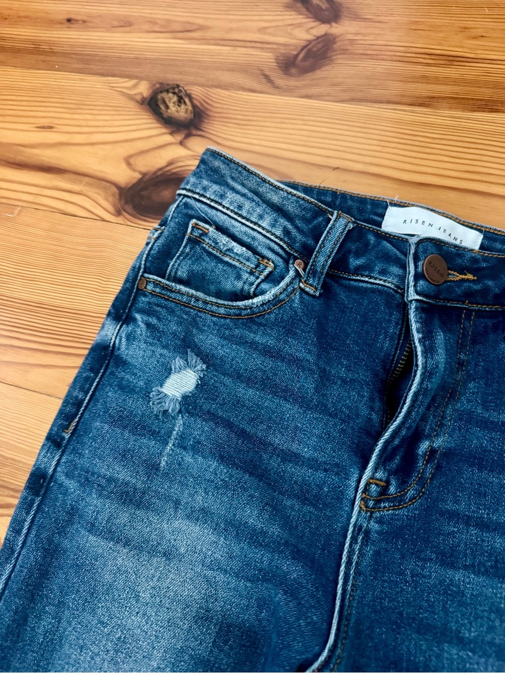 EUC RISEN High Rise Ankle Flare Jeans Women’s Dark Blue RDP5601 size 1/25 - Picture 6 of 10
